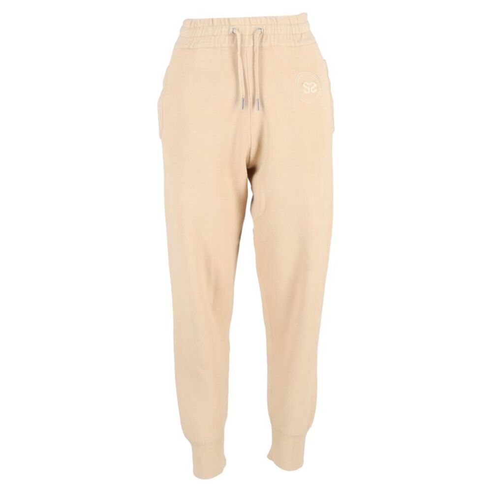 Sandro Paris Logo-Embroidered Jogger Pants in Nude Cotton